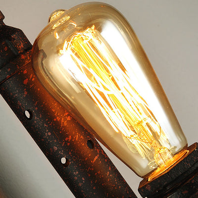 Traditionelle koloniale Wasserrohr-Wandleuchte aus Metall mit 1 Licht für Schlafzimmer 