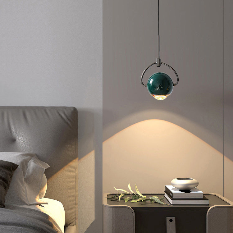 Luz colgante LED de vidrio de aluminio esférico giratorio minimalista moderno para dormitorio 