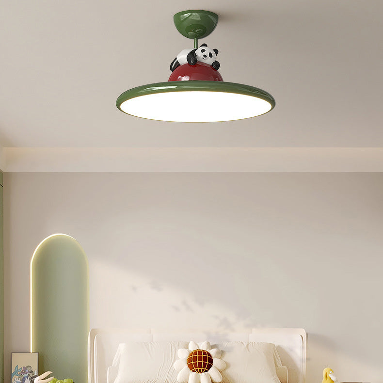 Zeitgenössische kreative Cartoon Panda Elefant Eisen Acryl LED Semi-Flush Mount Deckenleuchte für Schlafzimmer 