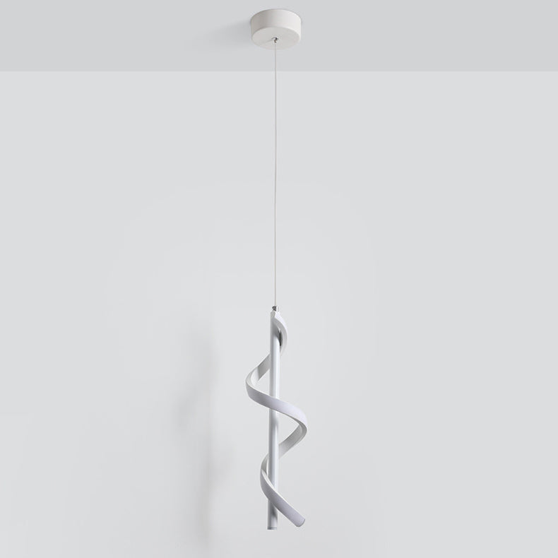 Lustre à LED en spirale en aluminium minimaliste moderne avec bande en silicone pour salon 