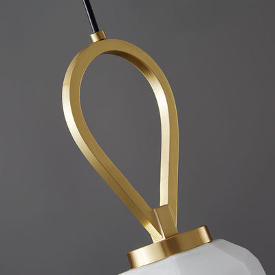 Moderne Luxus Messing Geometrische Glas Schirm 1-Licht Pendelleuchte für Wohnzimmer 