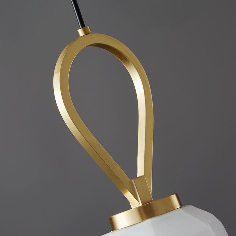 Moderne Luxus Messing Geometrische Glas Schirm 1-Licht Pendelleuchte für Wohnzimmer 