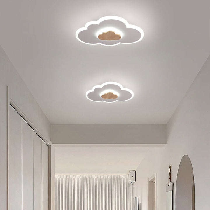 Plafonnier LED en bois, fer et acrylique Creative Clouds contemporain pour chambre 