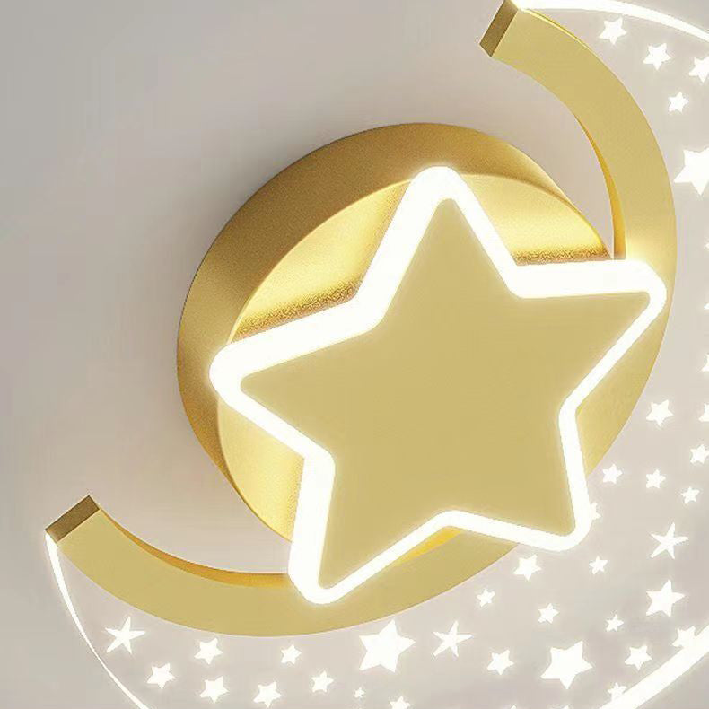 Moderne Einfachheit Eisen Aluminium Acryl Mond Sterne LED Wand Leuchte Lampe Für Nacht 