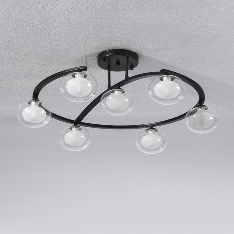 Zeitgenössischer Luxus-Hardware-Rahmen Glaskugelschirm 7-Licht Kronleuchter für Schlafzimmer 