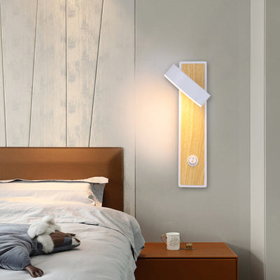 Applique Murale LED Rotative Rectangle en Aluminium Géométrique de Simplicité Contemporaine pour Chambre 