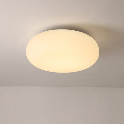 Modern Minimalist Oval Iron PE LED Flush Mount Ceiling Light For Bedroom