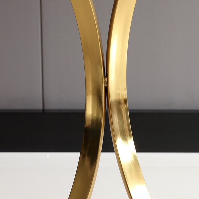 Table basse moderne de luxe en marbre avec base ronde en titane et acier inoxydable pour salon 