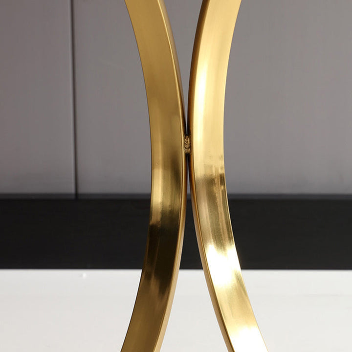 Table basse moderne de luxe en marbre avec base ronde en titane et acier inoxydable pour salon 