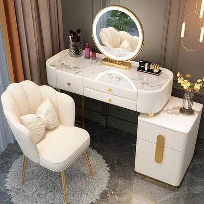 Contemporary Creative Petal Butterfly Knot Square Velvet Metal Vanity Stool Backrest Armless For Bedroom