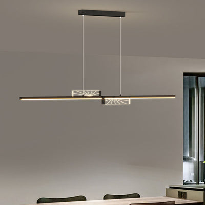 Moderne minimalistische Streifen Kegel Kreis Eisen Acryl LED Kronleuchter Insel Licht für Esszimmer 