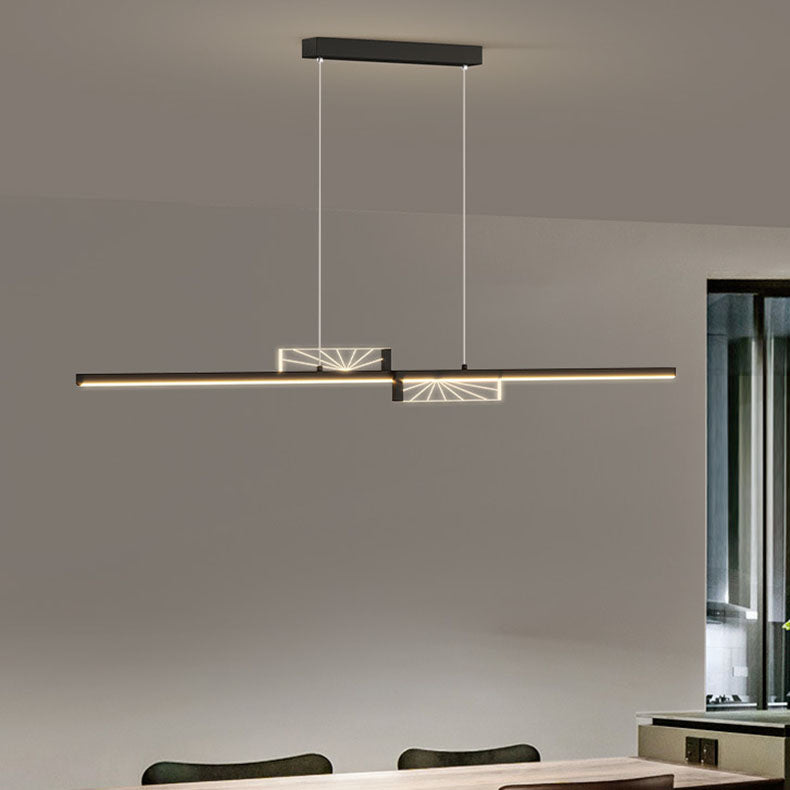 Moderne minimalistische Streifen Kegel Kreis Eisen Acryl LED Kronleuchter Insel Licht für Esszimmer 