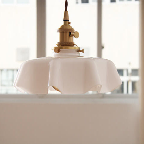 Lámpara colgante de 1 luz con forma de flor de vidrio tradicional francesa para sala de estar 