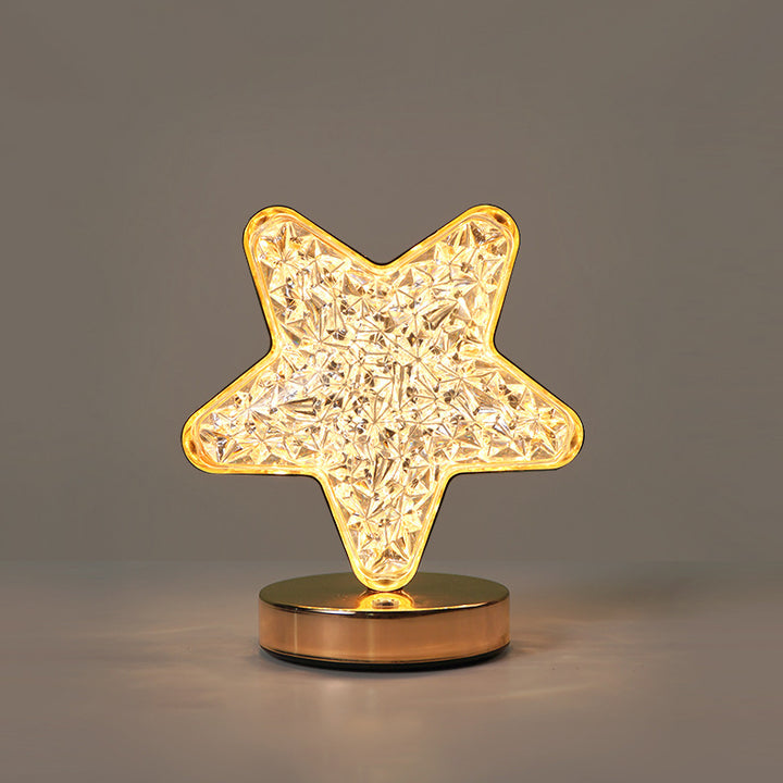 Lampe de table LED moderne Art Déco en métal avec cristal étoile lune pour chevet 