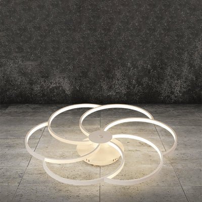 Lumière de plafond LED à montage affleurant avec abat-jour en bande de silicone en forme de pétale en aluminium de simplicité contemporaine pour le salon 