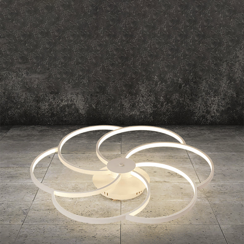 Lumière de plafond LED à montage affleurant avec abat-jour en bande de silicone en forme de pétale en aluminium de simplicité contemporaine pour le salon 