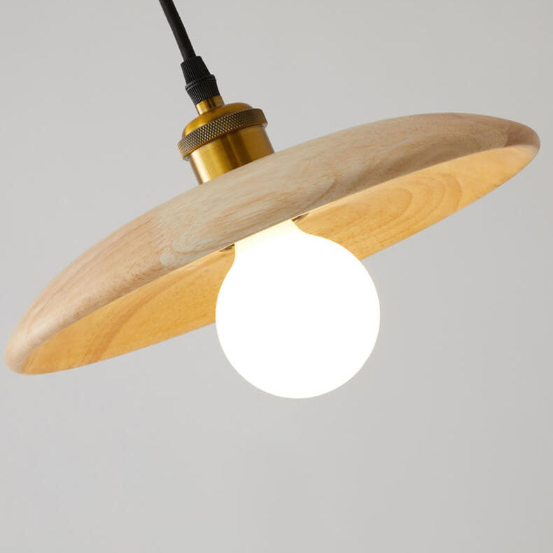 Nordic Modern Minimalist Solid Wood Disc 1-Light Pendant Light