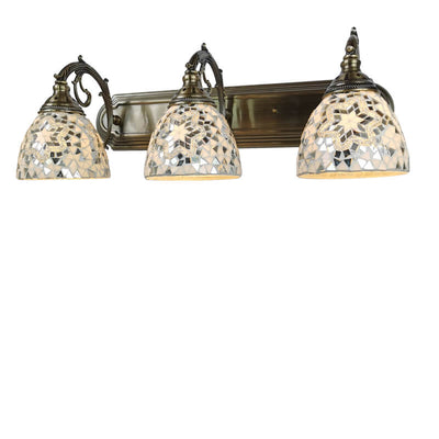 Lámpara de aplique de pared frontal de espejo de tocador de baño con 3 luces de Tiffany Mediterráneo de vidrio teñido 