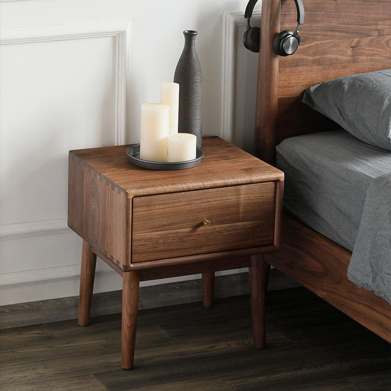 Mesa auxiliar rectangular tradicional de madera de nogal francesa con 1 cajón para sala de estar 