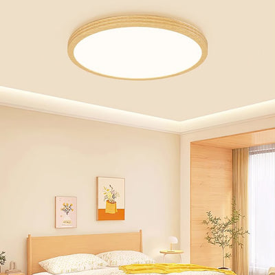 Moderne minimalistische mehrschichtige runde Original-Holzmaserung Eisen Aluminium Acryl LED Unterputz-Deckenleuchte für Schlafzimmer 