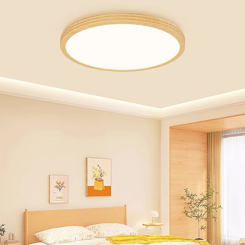 Moderne minimalistische mehrschichtige runde Original-Holzmaserung Eisen Aluminium Acryl LED Unterputz-Deckenleuchte für Schlafzimmer 