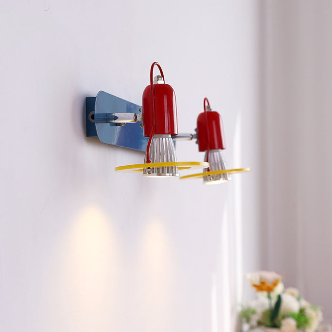 Zeitgenössische kreative kindliche bunte geometrische Eisen 2-Licht Spiegel Front Wandleuchte Lampe für Schlafzimmer 