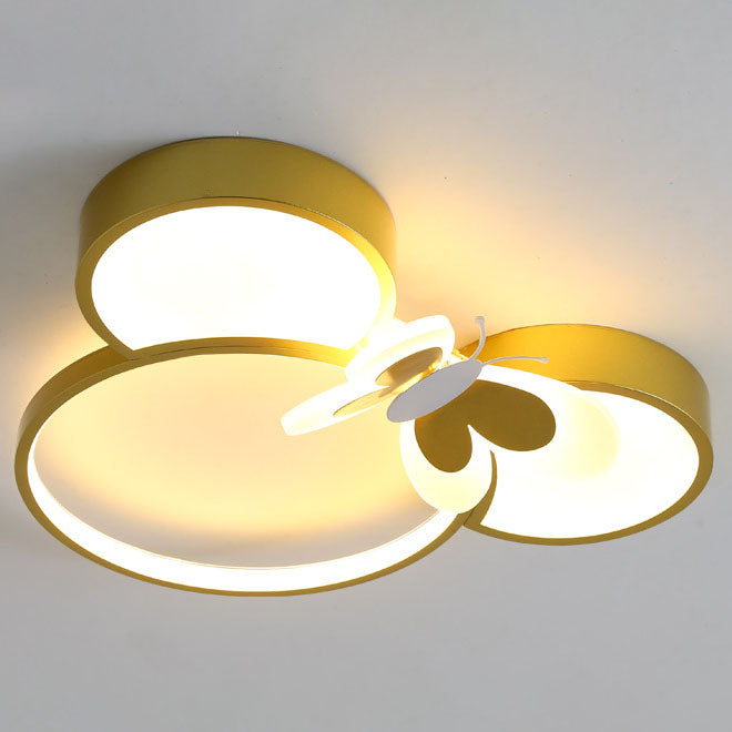 Modern Creative Minimalist Wrought Iron Cartoon Mouse LED Flush Mount Ceiling Light