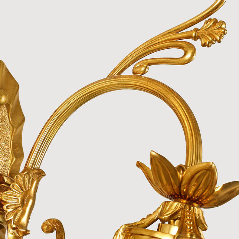 Französische Moderne Luxus Blume Alle Kupfer Glas 1-Licht Wandleuchte 