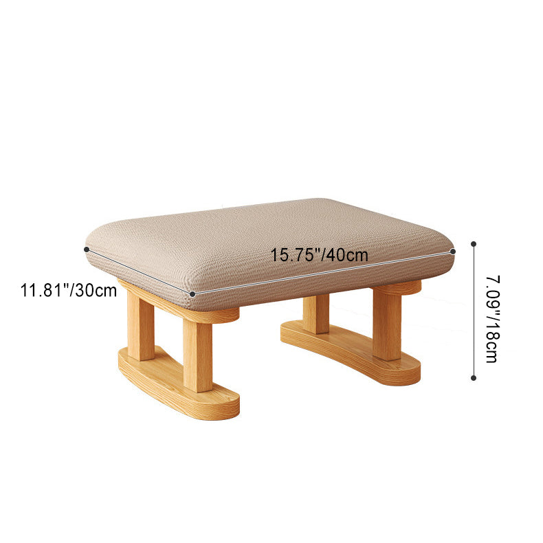 Taburete Bajo Rectangular de Tela y Madera Minimalista Moderno para Sala de Estar 