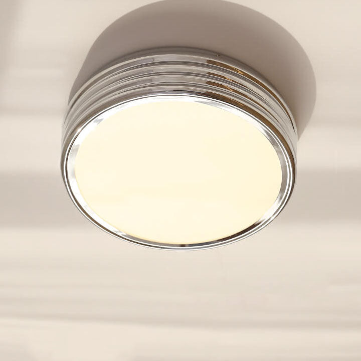 Nordic Vintage Chrome Multi-Layer Drum LED Flush Mount Ceiling Light