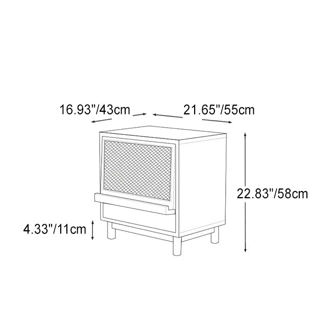 Zeitgenössischer nordischer rechteckiger Holz-Rattan-Beistelltisch mit 1 Schublade für das Wohnzimmer 