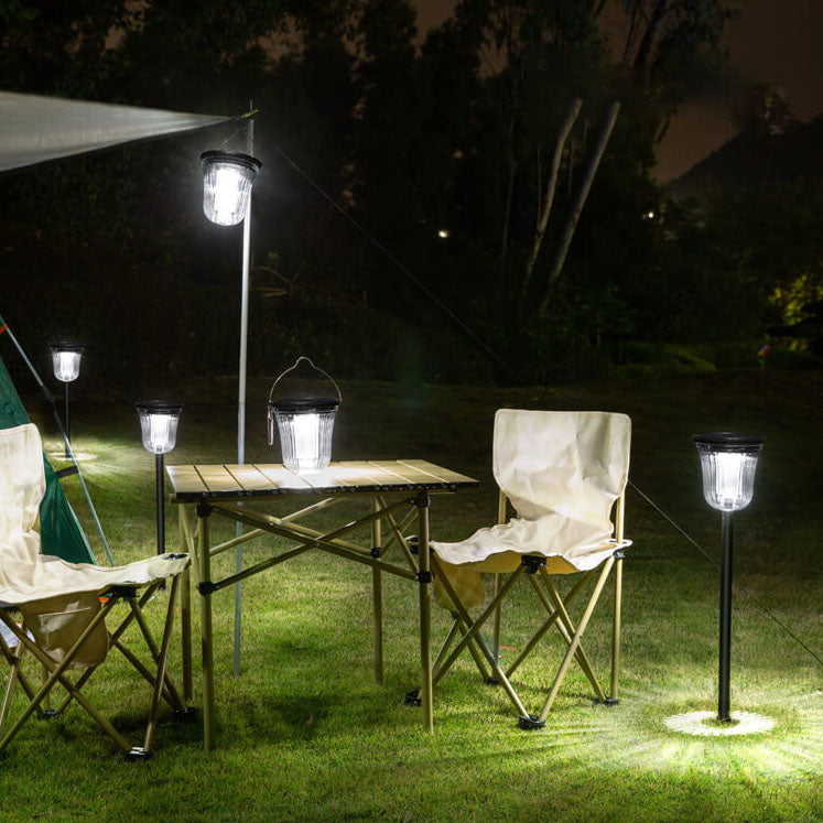 Lampe de pelouse LED moderne noire transparente solaire extérieure imperméable à insérer dans le sol du jardin 