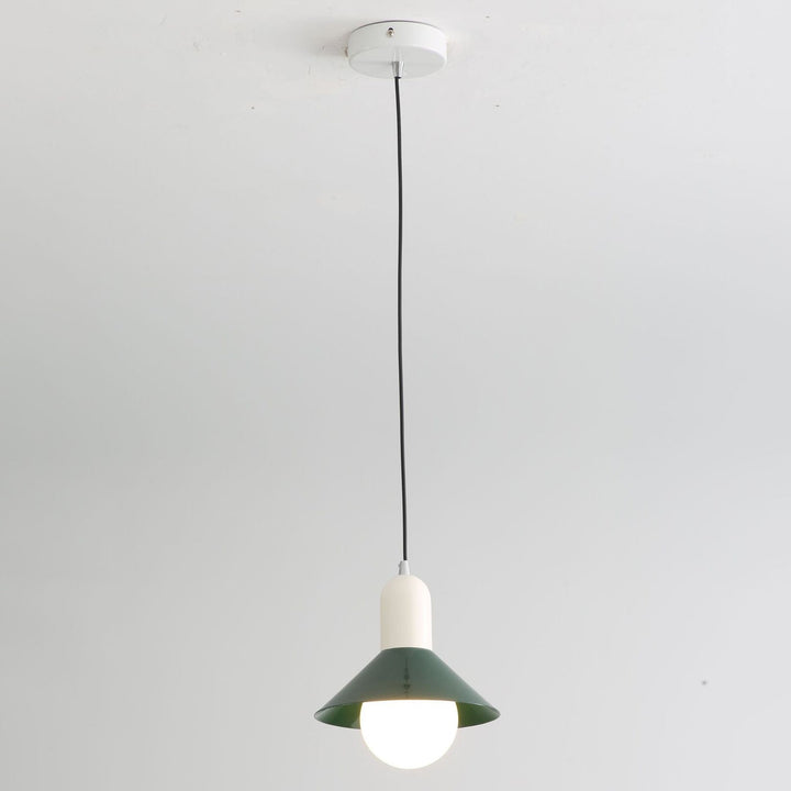 Simplicidad Contemporánea Macaron Hierro Geométrico Cono Forma 1-Luz Lámpara Colgante Para Sala de Estar 