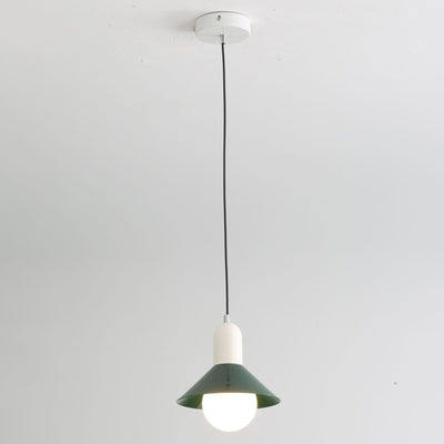 Contemporary Simplicity Macaron Iron Geometric Cone Shape 1-Light Pendant Light For Living Room