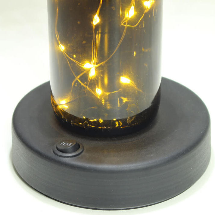 Botella de vino de vidrio con tela creativa contemporánea y forma de cono, lámpara de mesa decorativa LED para sala de estar 