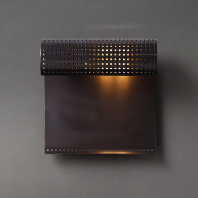 Contemporary Industrial Rolled Edge Rectangle All Copper 1-Light Wall Sconce Lamp For Bedroom