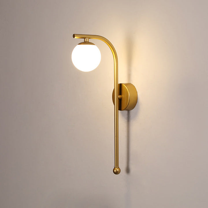 Lampe murale contemporaine de luxe avec abat-jour sphérique en acrylique, fer et aluminium à 1 lumière pour chambre 