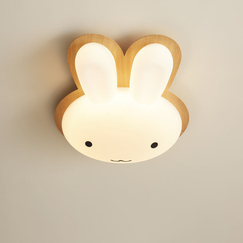 Modern Funny Bunny Kids Iron Acrylic LED Flush Mount Light