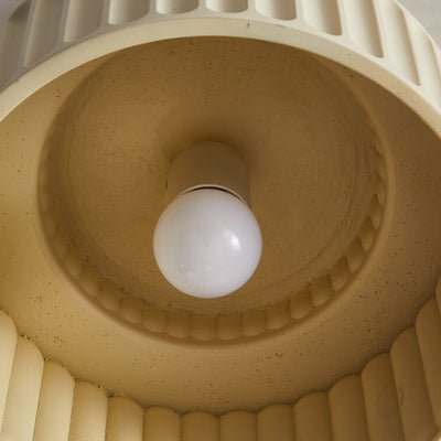 Nordic Cream Style Hand Sculpted Stripes Round 1-Light Flush Mount Ceiling Light