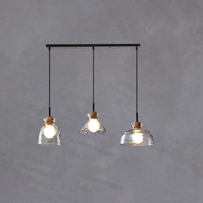 Nordic Clear Rippled Glass Shaded 1-Light Pendant Light