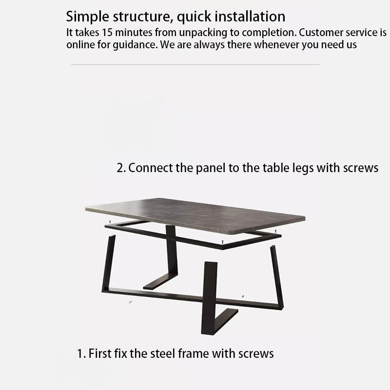Modern Minimalist Rectangular MDF Iron Coffee Table For Living Room