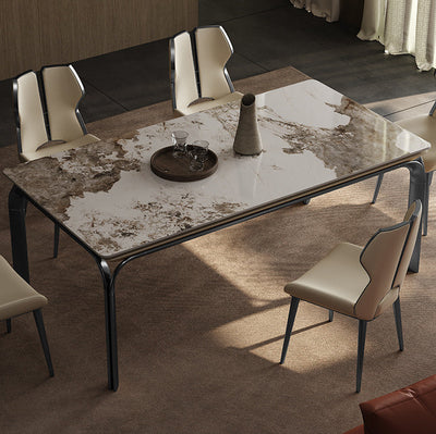 Chaise de salle à manger carrée en cuir microfibre de luxe moderne avec dossier en acier inoxydable et éponge pour salle à manger 