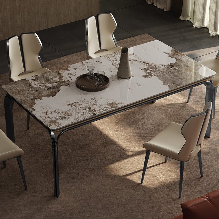 Chaise de salle à manger carrée en cuir microfibre de luxe moderne avec dossier en acier inoxydable et éponge pour salle à manger 