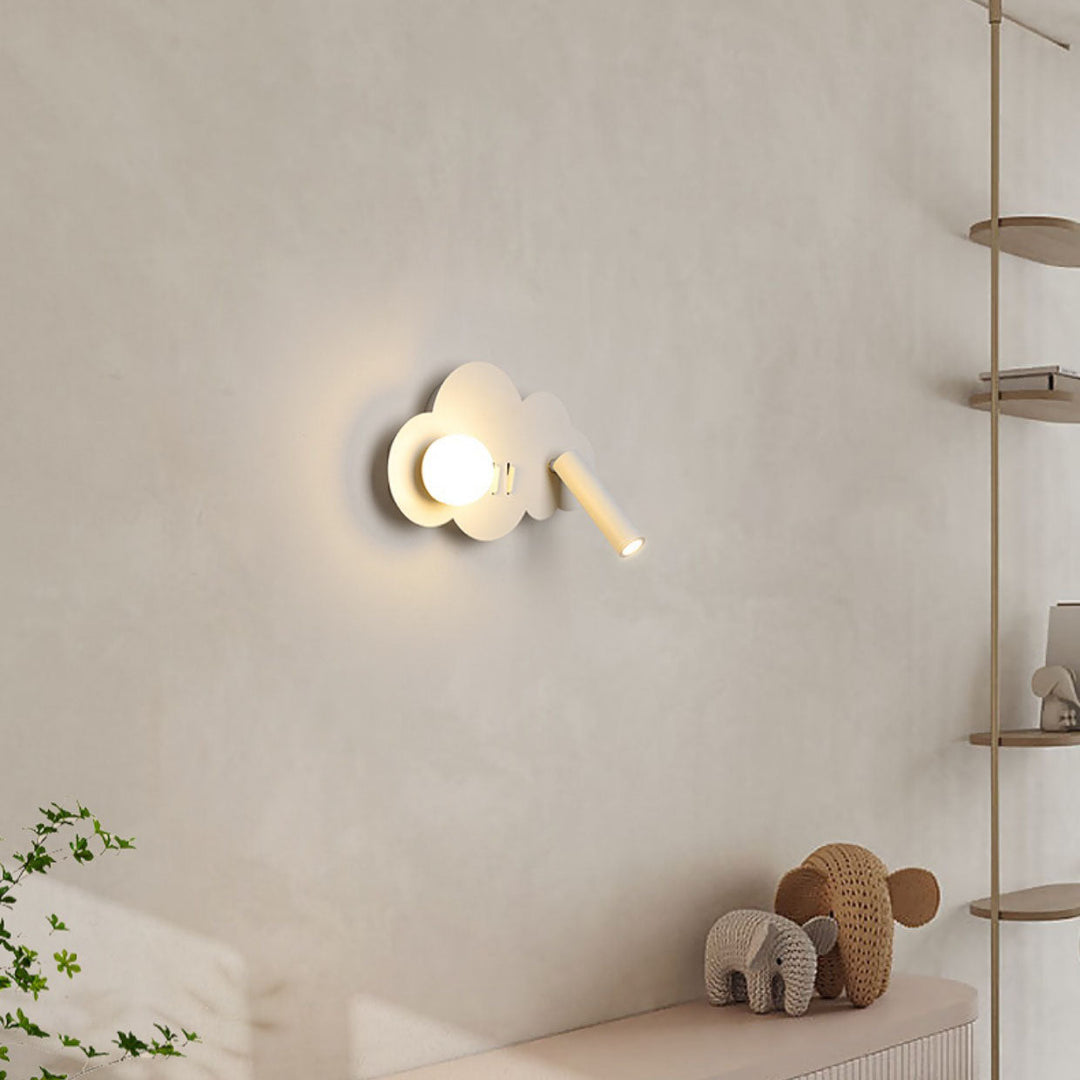 Lámpara de Aplique de Pared con Foco Giratorio LED de Forma de Nube de Acrílico y Aluminio de Simplicidad Contemporánea para Dormitorio 