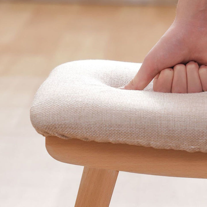 Moderner minimalistischer quadratischer Schuhbank-Hocker aus Kautschukholz mit Baumwoll-Leinen-Kissen für das Wohnzimmer 