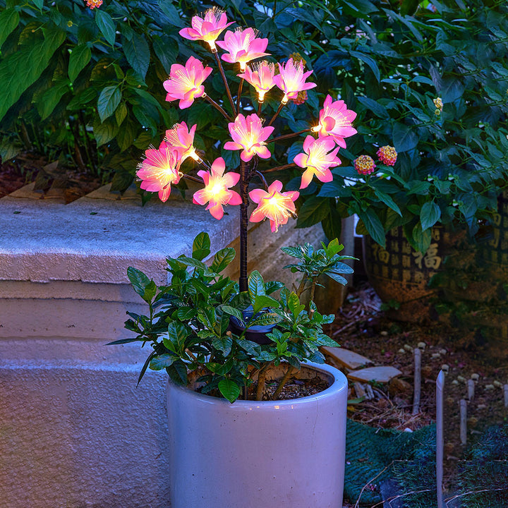 Lumière de pelouse décorative à fiche de sol LED Camélia ABS créative moderne solaire 