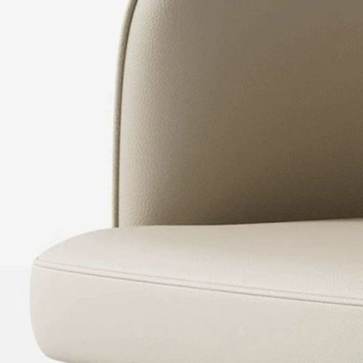 Chaise de salle à manger moderne de luxe ronde en similicuir avec dossier incurvé en acier au carbone 