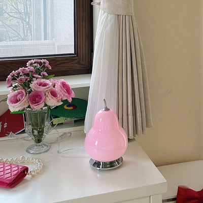 Modern Art Deco Pear Hardware Glass LED Table Lamp For Living Room