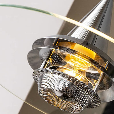 Zeitgenössische nordische runde fliegende Untertasse Kegel Hardware Glas 1-Licht Pendelleuchte für Wohnzimmer 