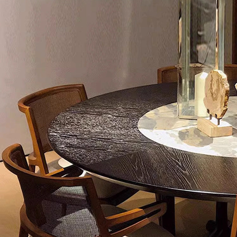 Silla de comedor de madera tapizada en cuero de microfibra cuadrada retro contemporánea con respaldo de ratán para comedor 